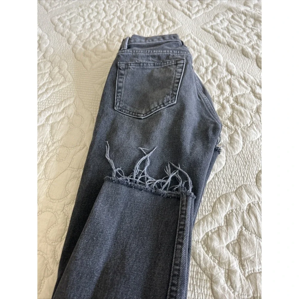 GRLFRND Karolina Jeans Women's 23 Black  Distressed Button Fly Raw‎ Hems